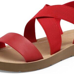 Women’s Open Toe Flats Elastic Ankle Strap Summer Sandals Slip On